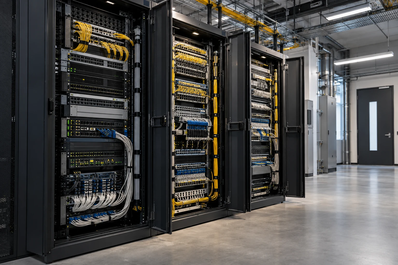 Teknisk installation med nätverksutrustning och strukturerad kabeldragning