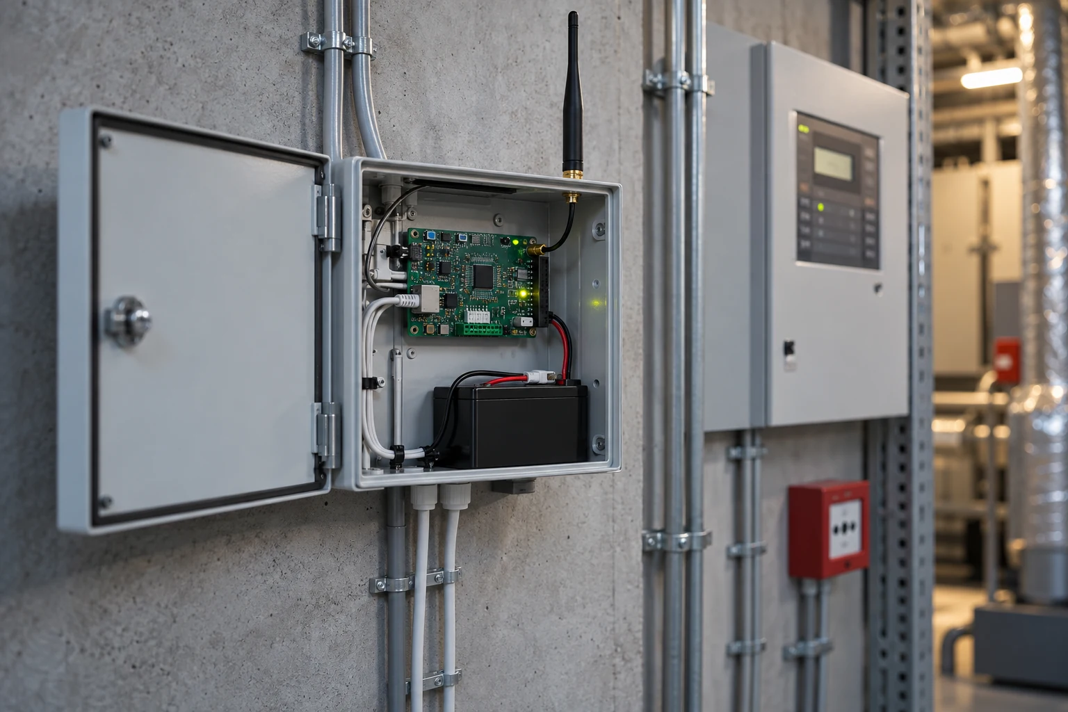 Installation för larmöverföring med elektronik och reservkraft