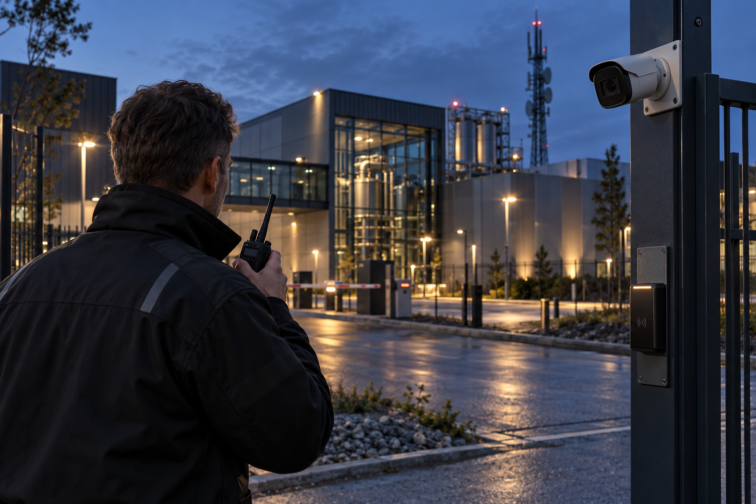 Radio communication, video surveillance and access control at an industrial facility