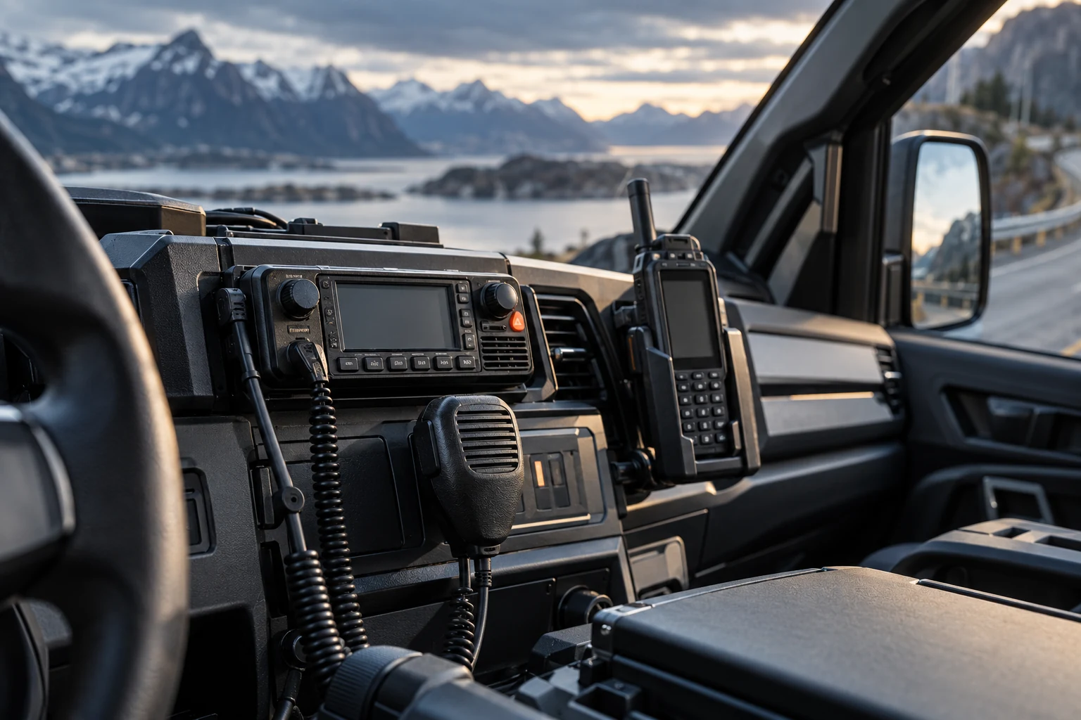 Mobil radiostation och handterminal i ett ledningsfordon